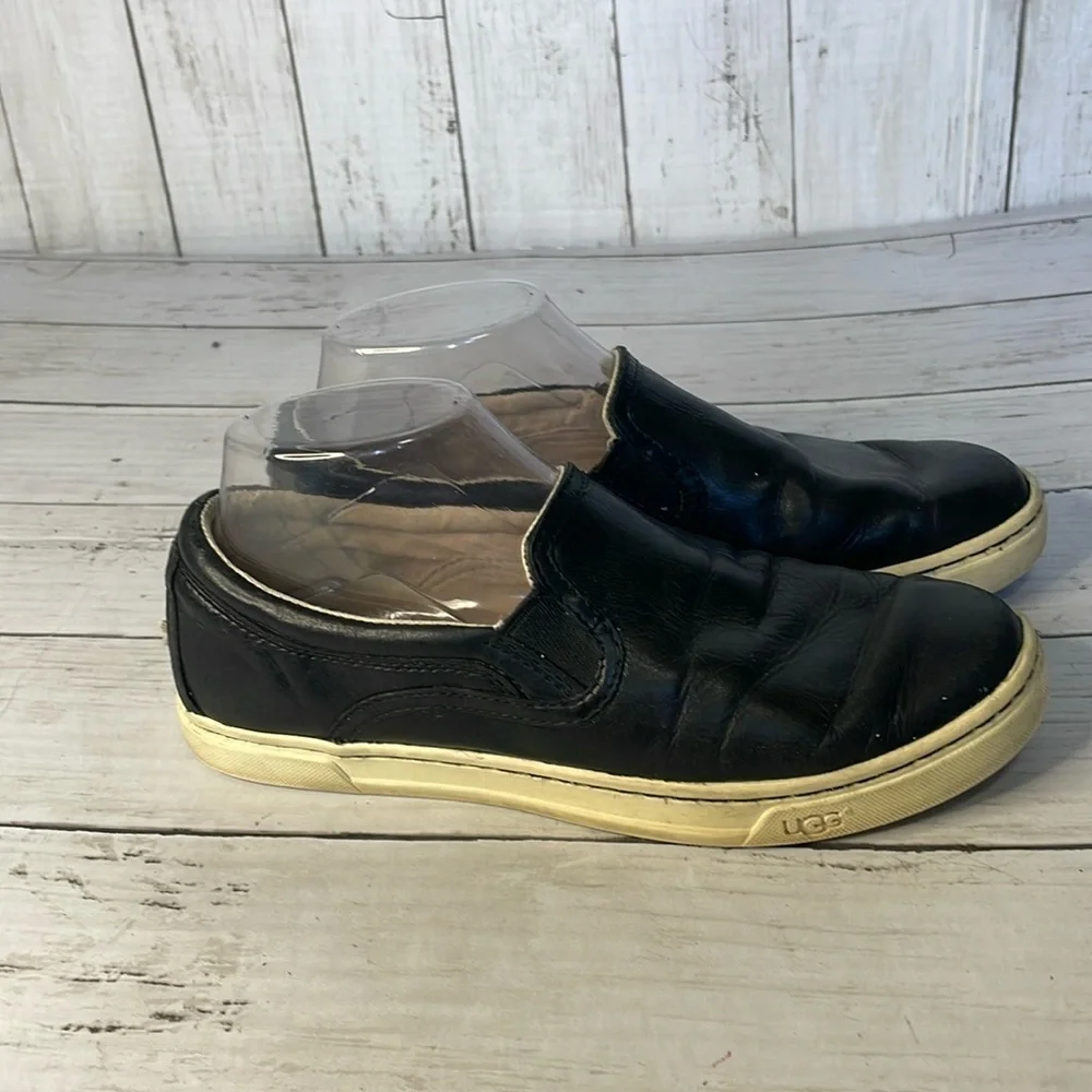 UGG Black Leather Fierce Slip On Loafers